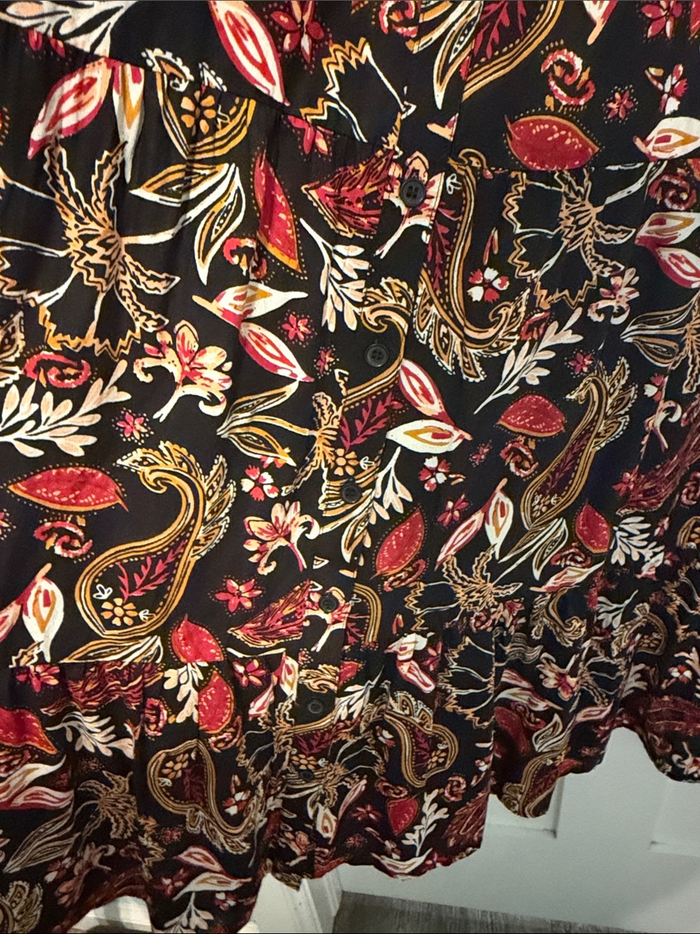 Margaux Riviera Black Paisley Tiered Floral Maxi Dress with Red & Gold Motifs - Picture 9 of 9
